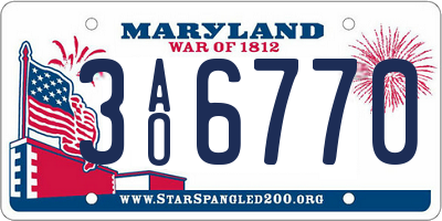 MD license plate 3AO6770