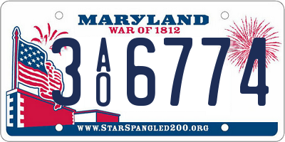 MD license plate 3AO6774