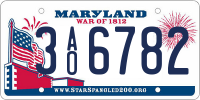 MD license plate 3AO6782