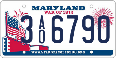 MD license plate 3AO6790
