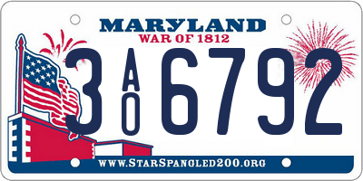 MD license plate 3AO6792