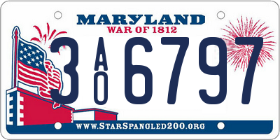 MD license plate 3AO6797