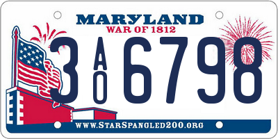 MD license plate 3AO6798