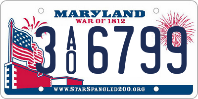 MD license plate 3AO6799