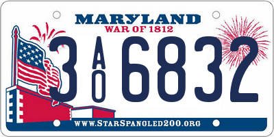 MD license plate 3AO6832