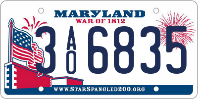 MD license plate 3AO6835