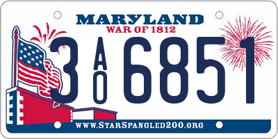 MD license plate 3AO6851