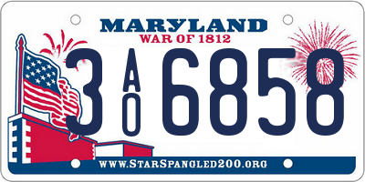 MD license plate 3AO6858