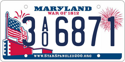MD license plate 3AO6871