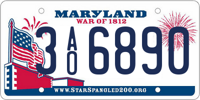 MD license plate 3AO6890