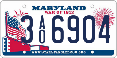 MD license plate 3AO6904