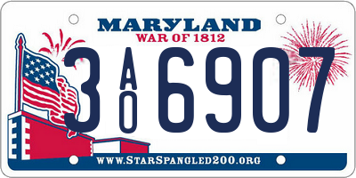 MD license plate 3AO6907