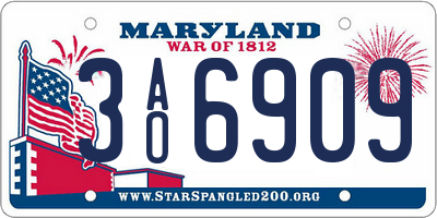 MD license plate 3AO6909