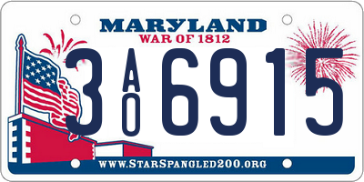 MD license plate 3AO6915