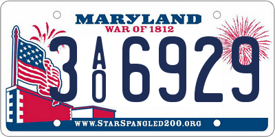 MD license plate 3AO6929
