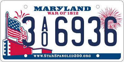 MD license plate 3AO6936
