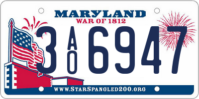 MD license plate 3AO6947