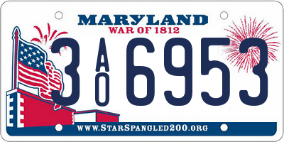 MD license plate 3AO6953