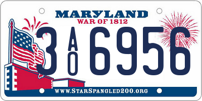MD license plate 3AO6956