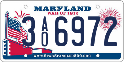 MD license plate 3AO6972