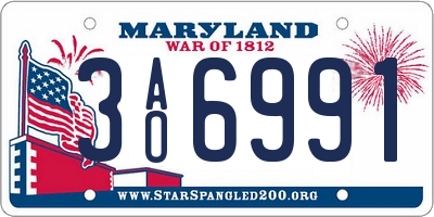 MD license plate 3AO6991