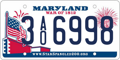 MD license plate 3AO6998