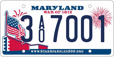 MD license plate 3AO7001