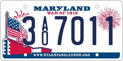MD license plate 3AO7011