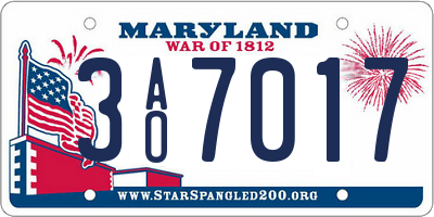 MD license plate 3AO7017