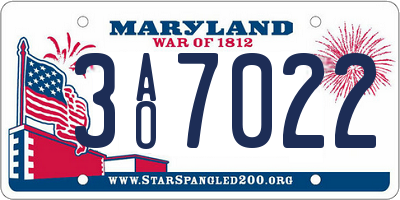 MD license plate 3AO7022