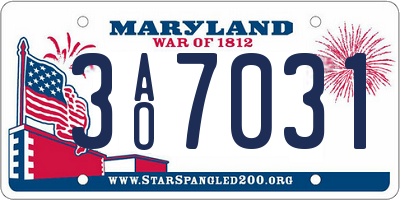 MD license plate 3AO7031