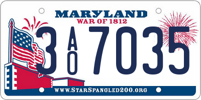 MD license plate 3AO7035
