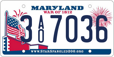 MD license plate 3AO7036