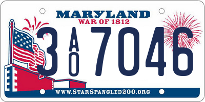 MD license plate 3AO7046