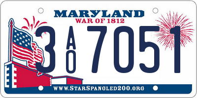 MD license plate 3AO7051