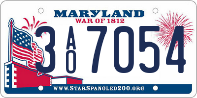 MD license plate 3AO7054