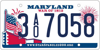 MD license plate 3AO7058