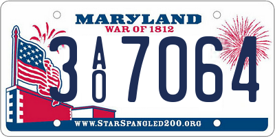 MD license plate 3AO7064
