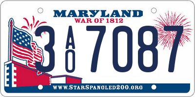 MD license plate 3AO7087