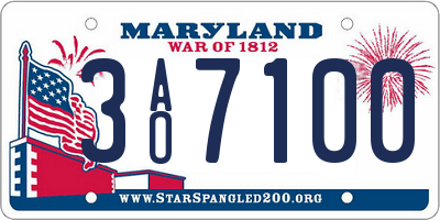 MD license plate 3AO7100
