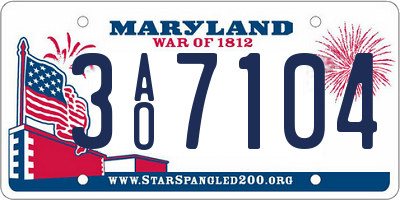 MD license plate 3AO7104