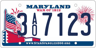 MD license plate 3AO7123