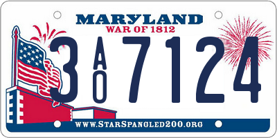 MD license plate 3AO7124