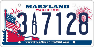 MD license plate 3AO7128