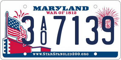 MD license plate 3AO7139