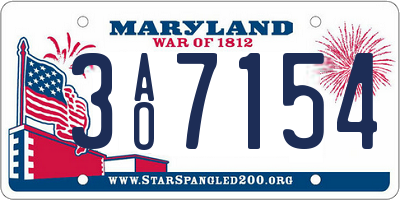 MD license plate 3AO7154
