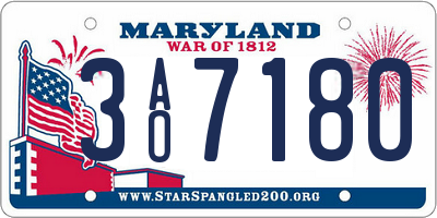 MD license plate 3AO7180