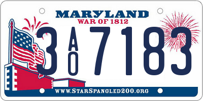 MD license plate 3AO7183