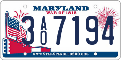 MD license plate 3AO7194