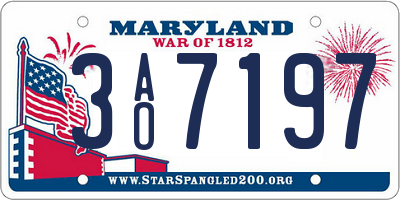 MD license plate 3AO7197